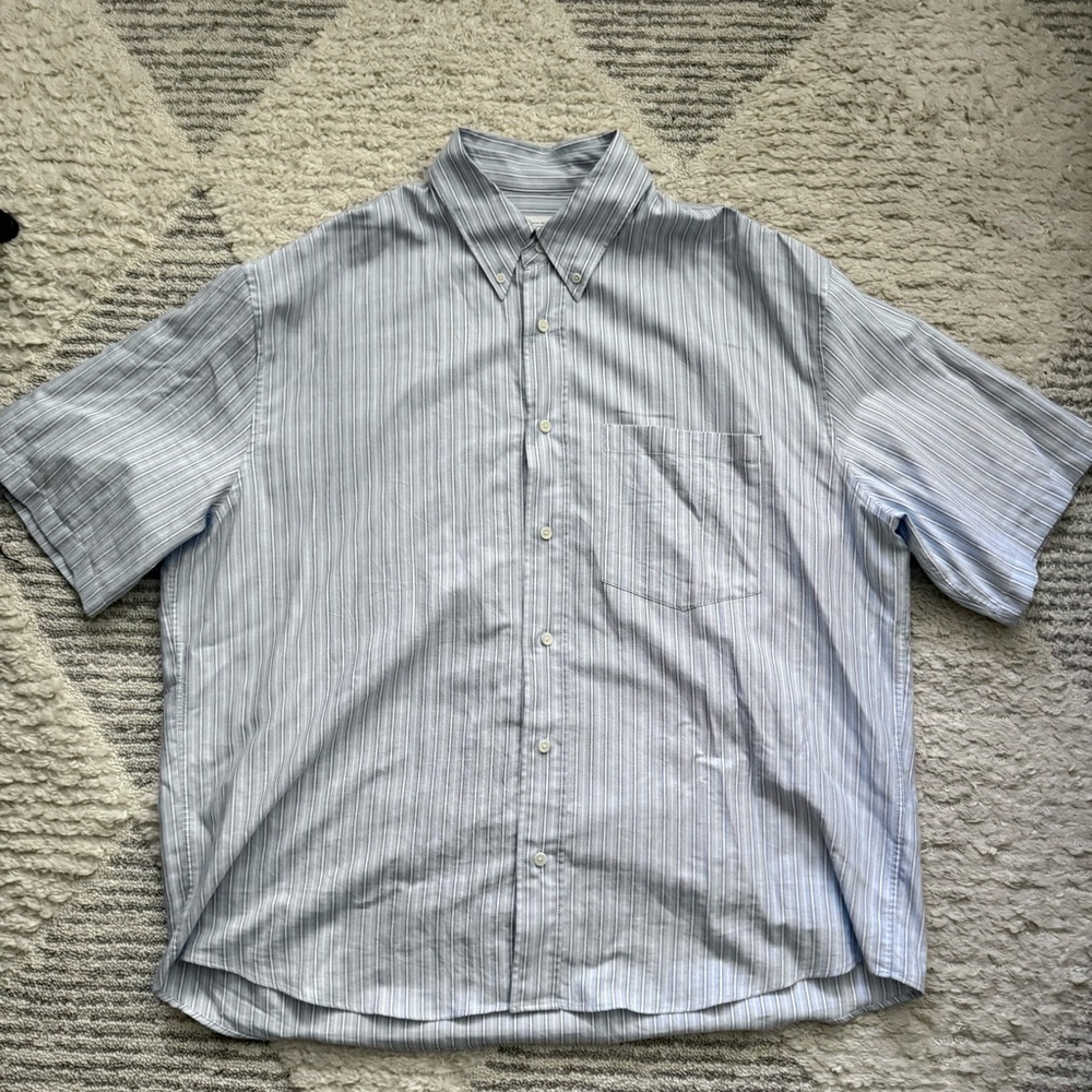 Zara Men's Casual Blue Striped Button Down Shirt